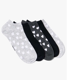 GEMO Chaussettes ultra-courtes motifs cœurs fille (lot de 5) noir standard