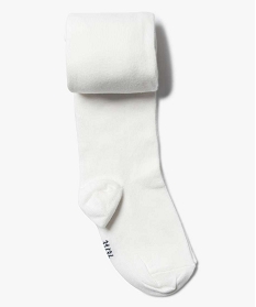 GEMO Collants chauds uni en coton fille blanc standard
