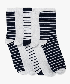 chaussettes garcon rayees a tige haute (lot de 5) bleuA198801_2