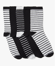 chaussettes garcon  rayees a tige haute (lot de 5) noirA198901_2