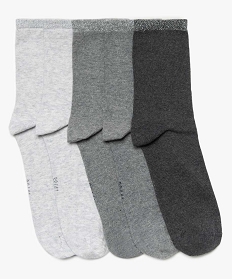 chaussettes femme avec haut de la tige paillete (lot de 5) gris chaussettesA200201_1
