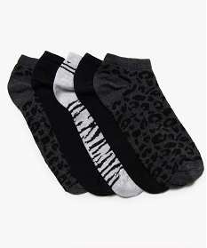 chaussettes femme ultra courtes avec motifs tachetes (lot de 5) noir chaussettesA200701_1