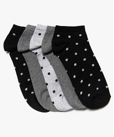 chaussettes femme ultra-courtes a pois (lot de 5 paires) noirA200801_1