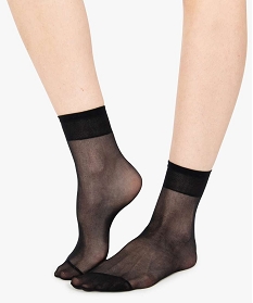 GEMO Socquettes femme en voile fin et transparent 20D (lot de 3) Noir