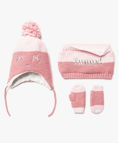 ensemble bebe fille 3 pieces snood gants bonnet rose accessoiresA204301_1