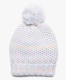 GEMO Bonnet fille grosse maille multicolore à pompon Multicolore