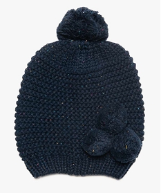 GEMO Bonnet fille à pompons et paillettes en polyester recryclé Bleu