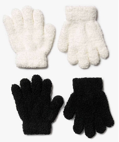 gants fille en maille bouclette (lot de 2 paires) blanc standardA205601_1