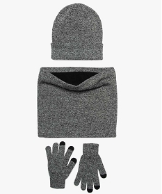 ensemble garcon (3 pieces) gants tactiles bonnet et snood double polaire noir foulards echarpes et gantsA211001_1