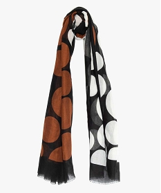 foulard femme avec motifs ronds contenant du polyester recycle brun sacs bandouliereA217901_1