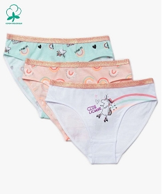 GEMO Culottes fille à motifs licornes (lot de 3) Multicolore