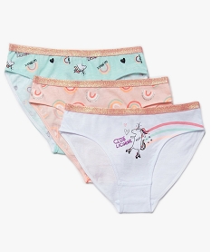 culottes fille a motifs licornes (lot de 3) multicolore slips shortiesA218501_2