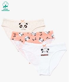 culotte fille a motif panda et paillettes avec coton bio (lot de 3) multicoloreA218801_1