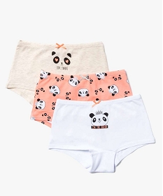 boxers fille a motifs pandas en coton bio (lot de 3) multicolore sous-vetementsA219201_1