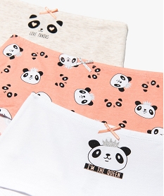 boxers fille a motifs pandas en coton bio (lot de 3) multicolore sous-vetementsA219201_2