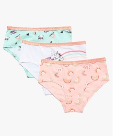 GEMO Shorties fille à imprimés licornes (lot de 3) Multicolore