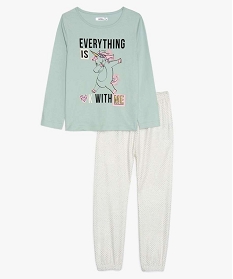pyjama fille en jersey a motif licorne et paillettes vertA219901_1