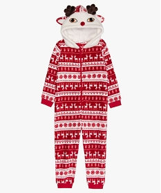 combinaison pyjama fille en peluche motifs hiver brunA221501_2