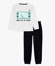 pyjama garcon en velours avec motif anime sur l’avant grisA223801_1