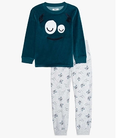 pyjama garcon en velours motif monstre fantaisie bleuA224001_1