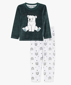 pyjama garcon en velours imprime ours polaire vert pyjamasA224201_1
