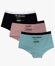 boxers fille imprimes en coton bio stretch (lot de 3) multicolore sous-vetementsA225901_1
