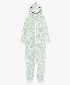 combinaison pyjama fille douillette imprime zebre brunA232501_1