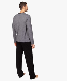 pyjama bicolore a manches longues homme noirA237401_3