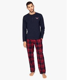 pyjama homme bicolore a manches longues rougeA237601_1