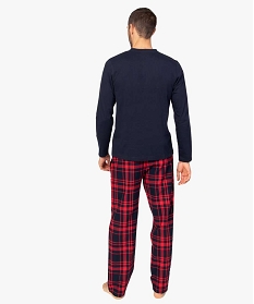 pyjama homme bicolore a manches longues rougeA237601_3