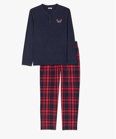 pyjama homme bicolore a manches longues rougeA237601_4