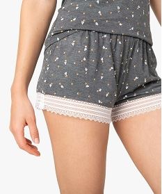 short de pyjama en maille fluide avec bas en dentelle femme gris bas de pyjamaA238401_2