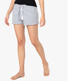 short de pyjama femme imprime a petits volants dans le bas grisA238501_1