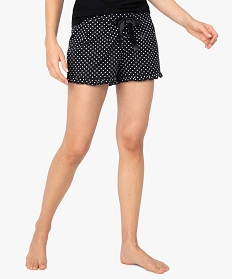 short de pyjama femme imprime a petits volants dans le bas brunA238601_1