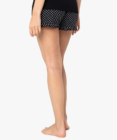 short de pyjama femme imprime a petits volants dans le bas brunA238601_3