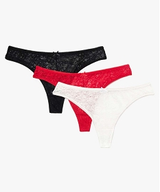 GEMO Tanga femme en dentelle (lot de 3) coloris assortis
