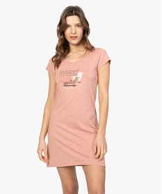 chemise de nuit femme imprimee a manches courtes roseA241501_1