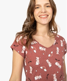 chemise de nuit femme imprimee a manches courtes brunA241601_2