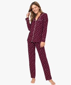 pyjama femme deux pieces   chemise et pantalon brunA242901_1