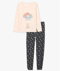 pyjama femme mixmatch motif chien roseA243101_4