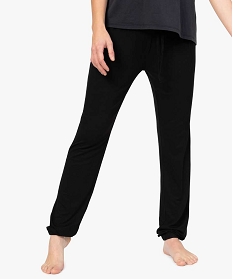 GEMO Pantalon de pyjama en maille fine avec bas resserré femme noir vif
