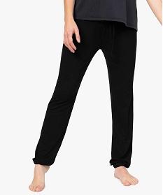 pantalon de pyjama femme en maille fine avec bas resserre noir bas de pyjamaA244101_1