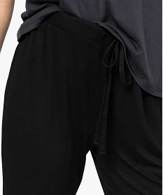 pantalon de pyjama femme en maille fine avec bas resserre noirA244101_2