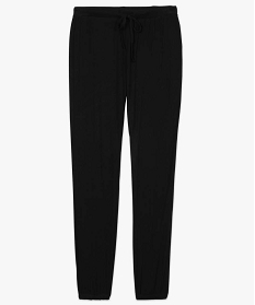 pantalon de pyjama femme en maille fine avec bas resserre noirA244101_4