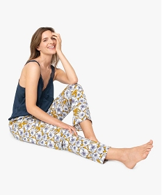 pantalon de pyjama femme a motifs fleuris imprimeA244601_1