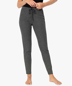 GEMO Pantalon de pyjama femme en maille côtelée Gris