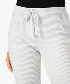 pantalon de pyjama femme en maille cotelee gris bas de pyjamaA245001_2