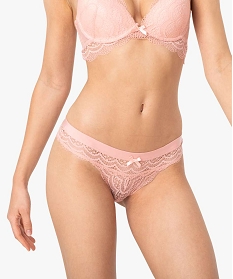 culotte femme en dentelle avec taille elastiquee en microfibre rose culottesA247501_1