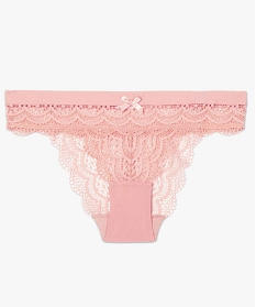 culotte femme en dentelle avec taille elastiquee en microfibre rose culottesA247501_4