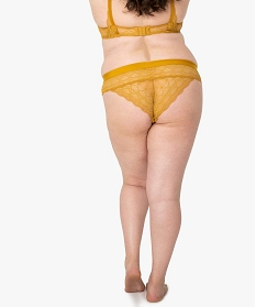 slip femme grande taille en dentelle avec large taille elastiquee jaune culottesA247801_2
